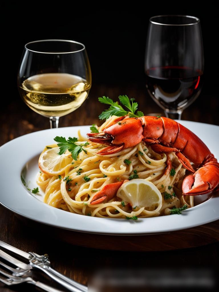 Крупный план блюда с пастой и лобстером - Пример 5