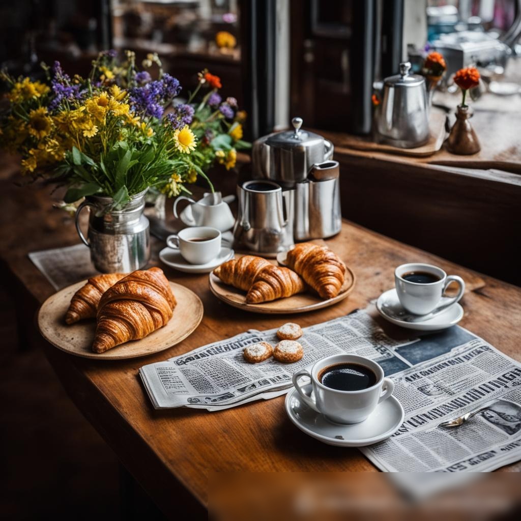 Художественный вид сверху на деревянный столик в русском кофейном магазине - Пример 3