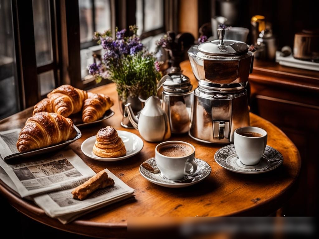 Художественный вид сверху на деревянный столик в русском кофейном магазине - Пример 4