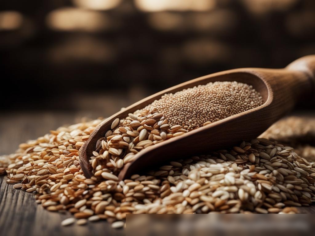 Крупный план ложки, переполненной смесью зерен и семян - Пример 4