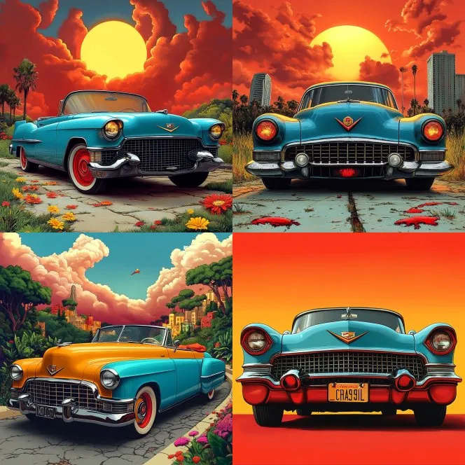 Vibrant Retro Sunset Cadillac - Пример 3