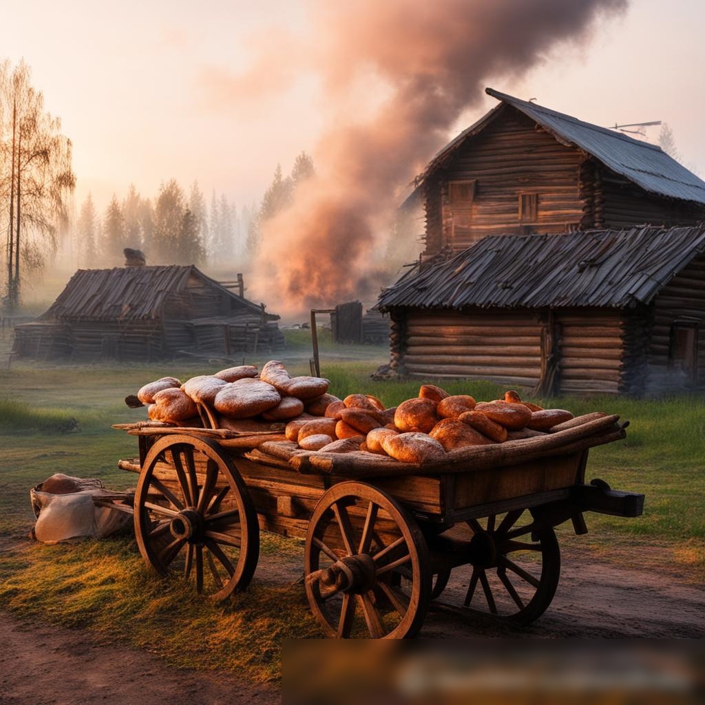 Утренний вид на традиционную русскую деревню с пекарней - Пример 3