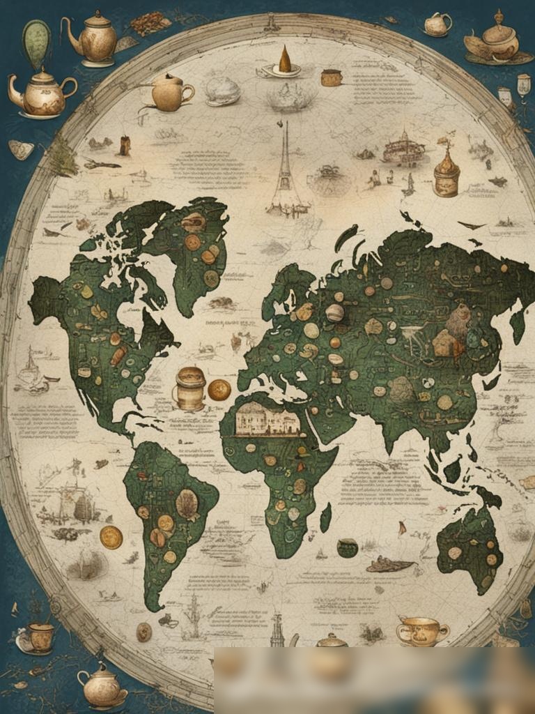 Концептуальное изображение, представляющее глобальное путешествие чая и кофе в Россию - Пример 5