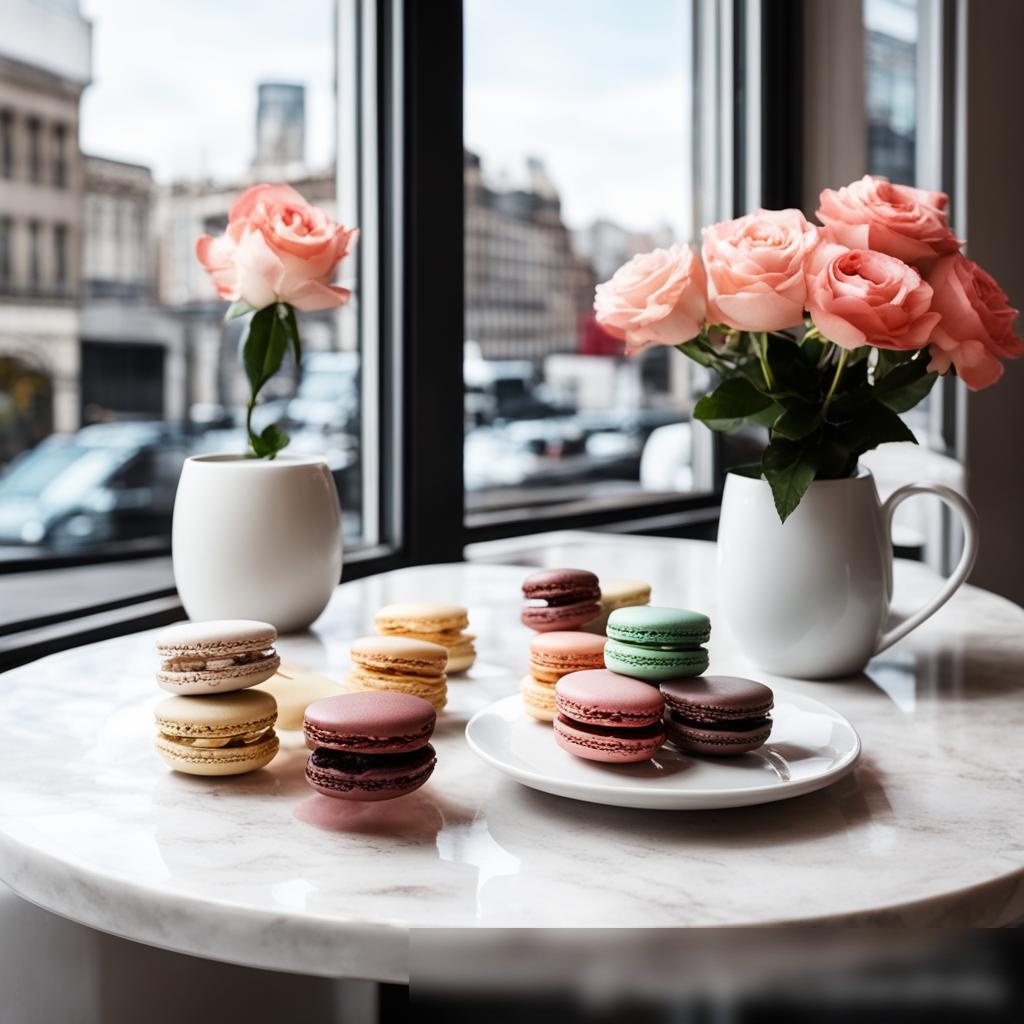 Модернистский кафе с белым мраморным столом - Пример 3