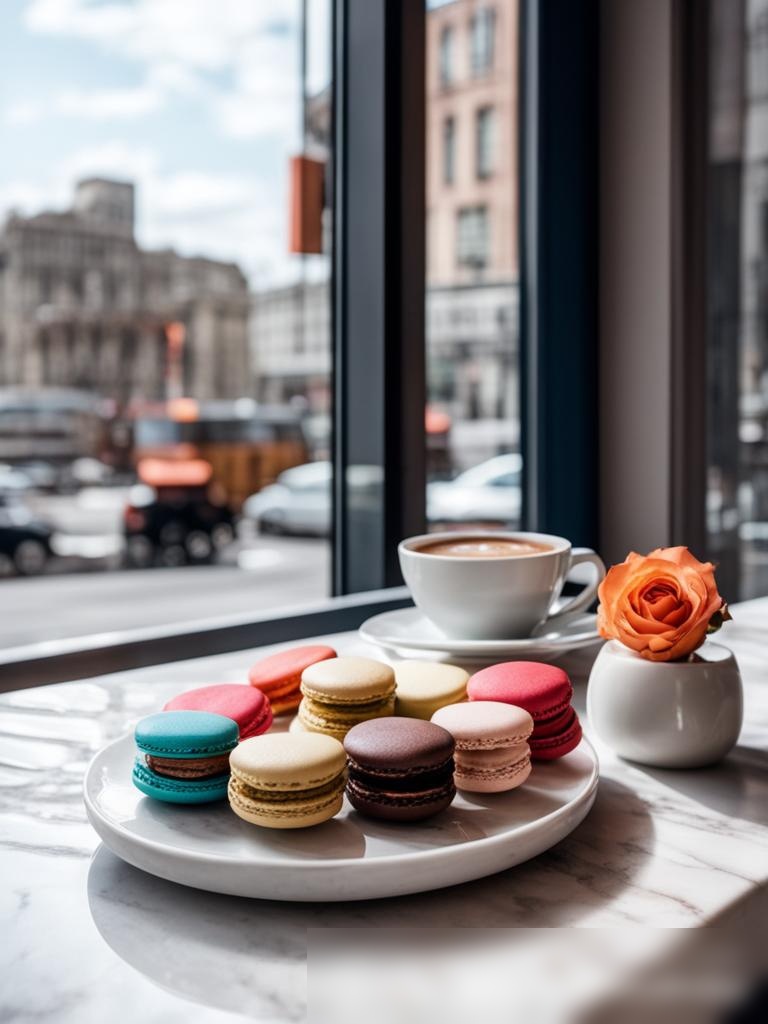 Модернистский кафе с белым мраморным столом - Пример 5