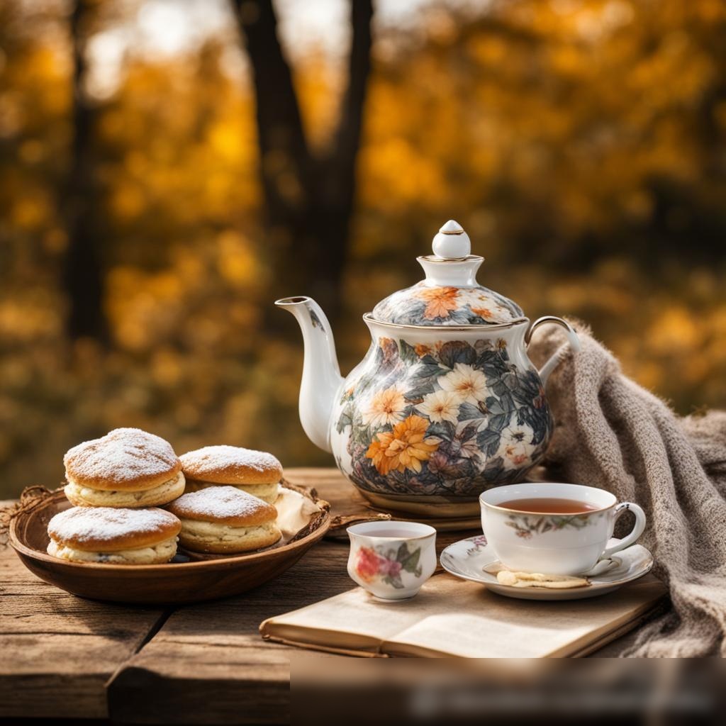 Осенняя сцена на деревянном пикниковом столе - Пример 3