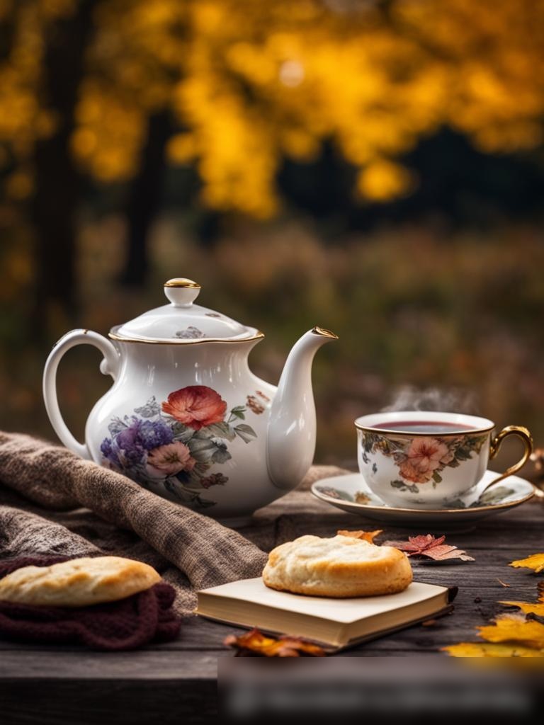 Осенняя сцена на деревянном пикниковом столе - Пример 5