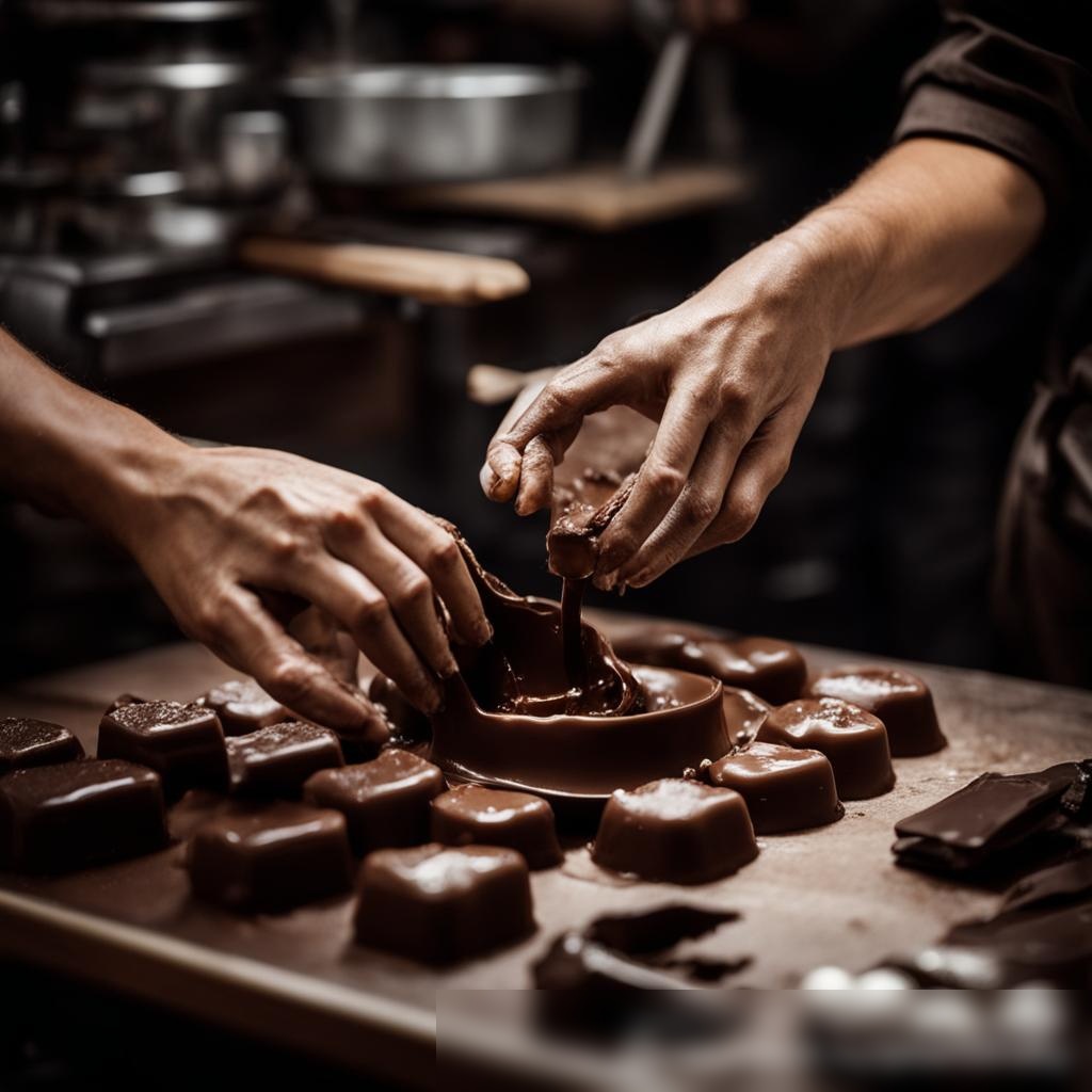 Крупный план рук шоколатье, тщательно изготавливающего артизанальные шоколадные изделия в небольшой мастерской - Пример 3