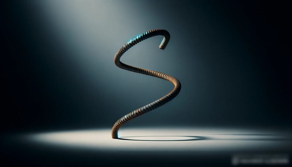 Художественная композиция с одиночным ржавым арматурным прутом на минималистичном фоне - Пример 2