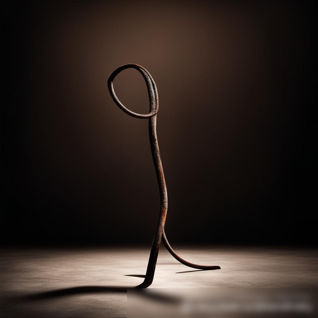 Художественная композиция с одиночным ржавым арматурным прутом на минималистичном фоне - Пример 3