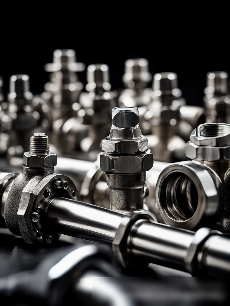 Крупный план различных клапанов и фитингов трубопровода - Пример 5