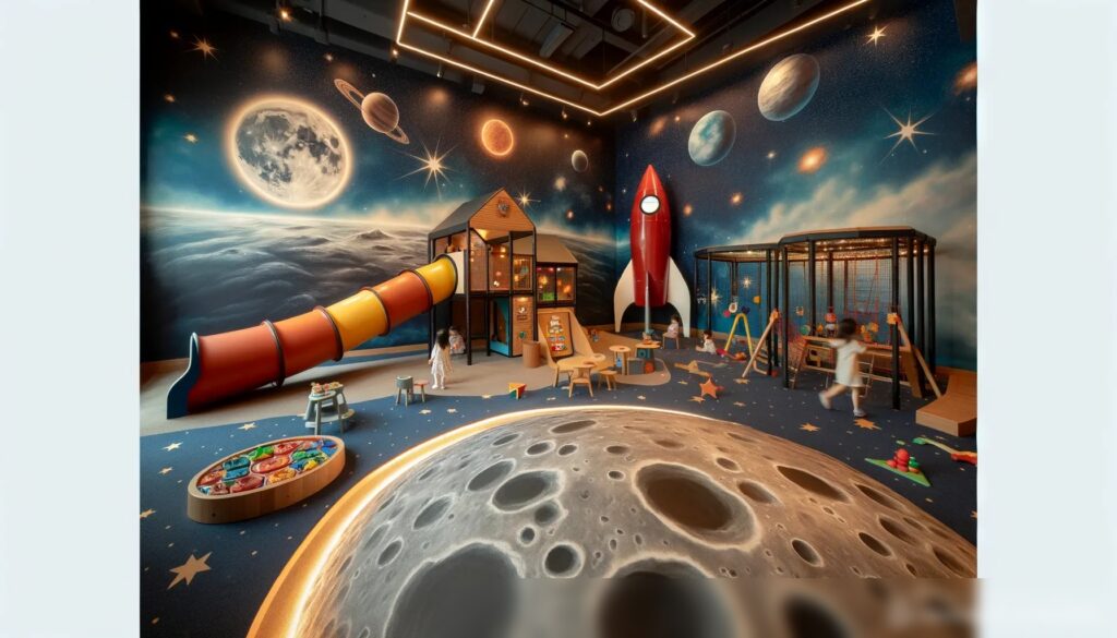 Детская космическая тематическая игровая площадка в помещении - Пример 2