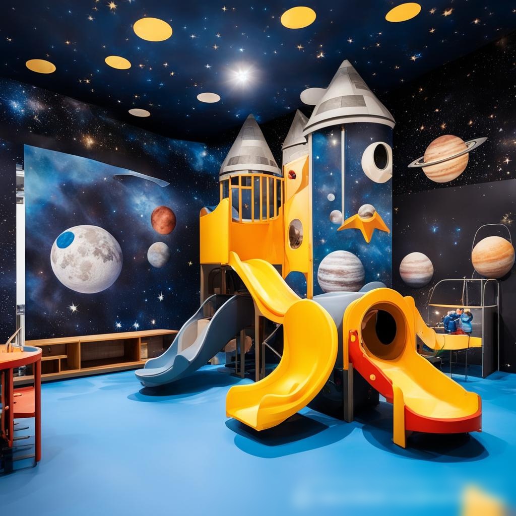 Детская космическая тематическая игровая площадка в помещении - Пример 3
