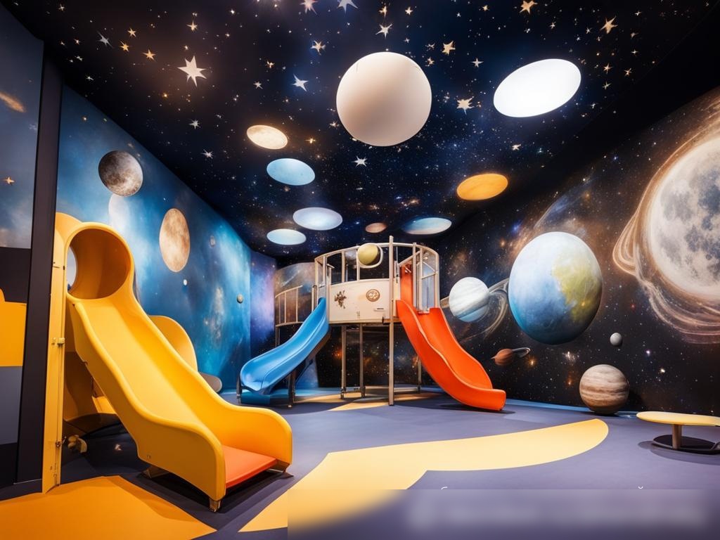 Детская космическая тематическая игровая площадка в помещении - Пример 4