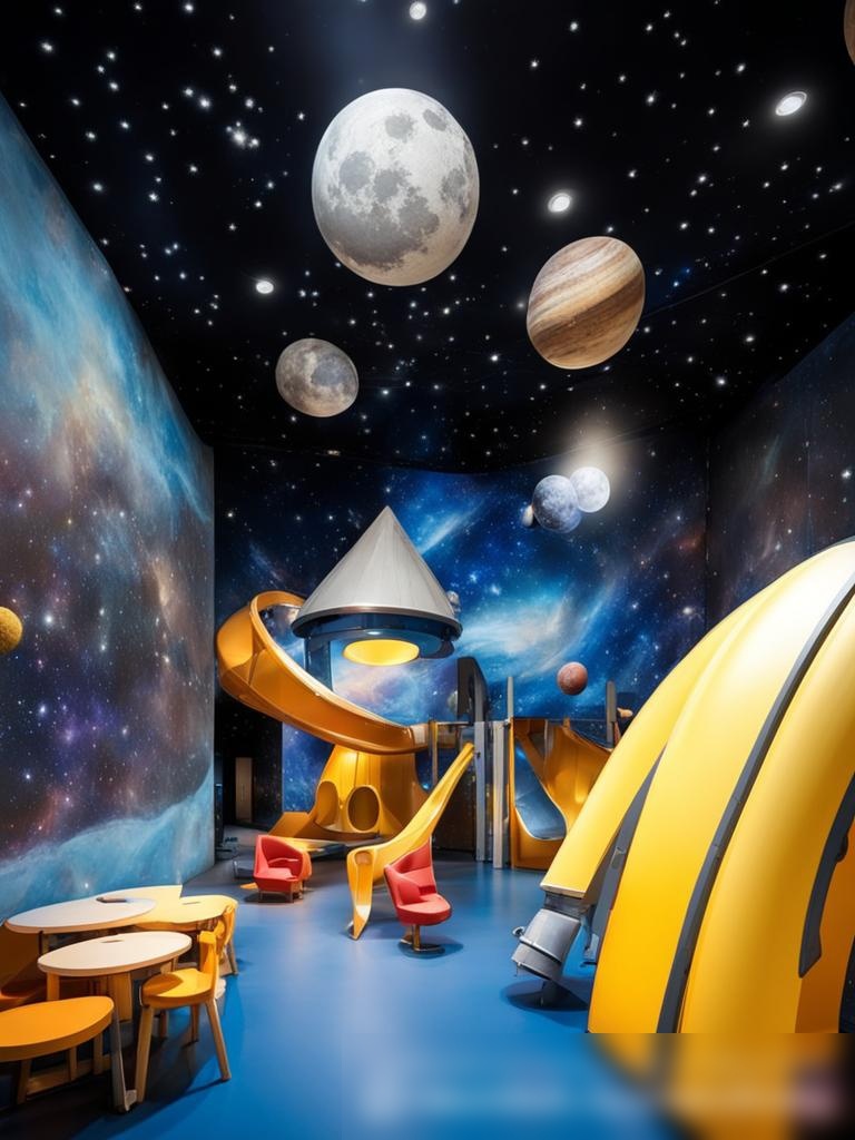 Детская космическая тематическая игровая площадка в помещении - Пример 5