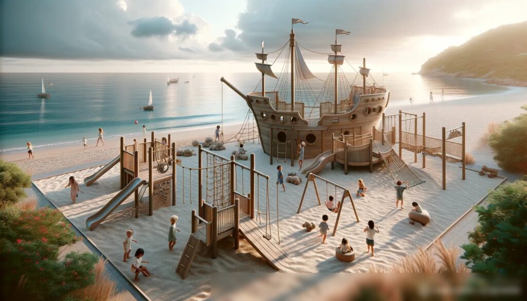 Спокойная детская игровая площадка на пляже - Пример 2