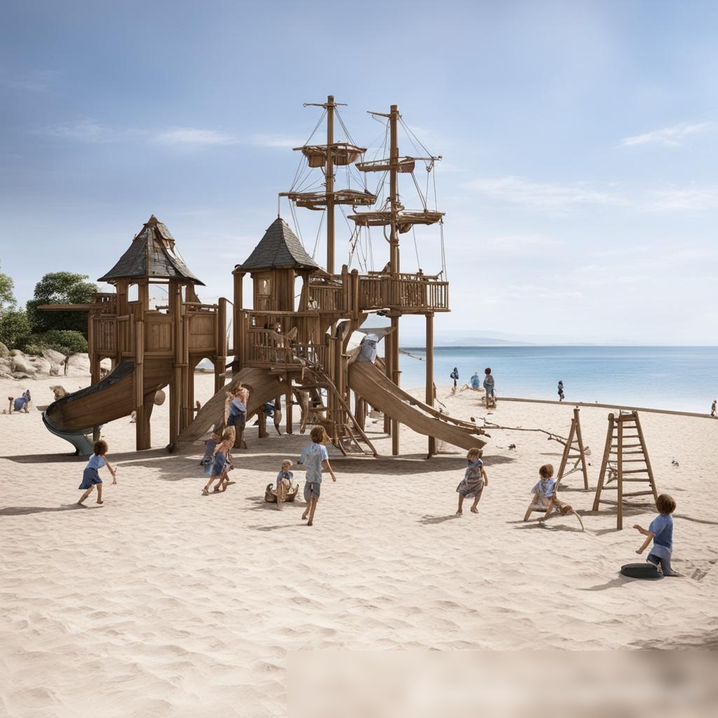 Спокойная детская игровая площадка на пляже - Пример 3