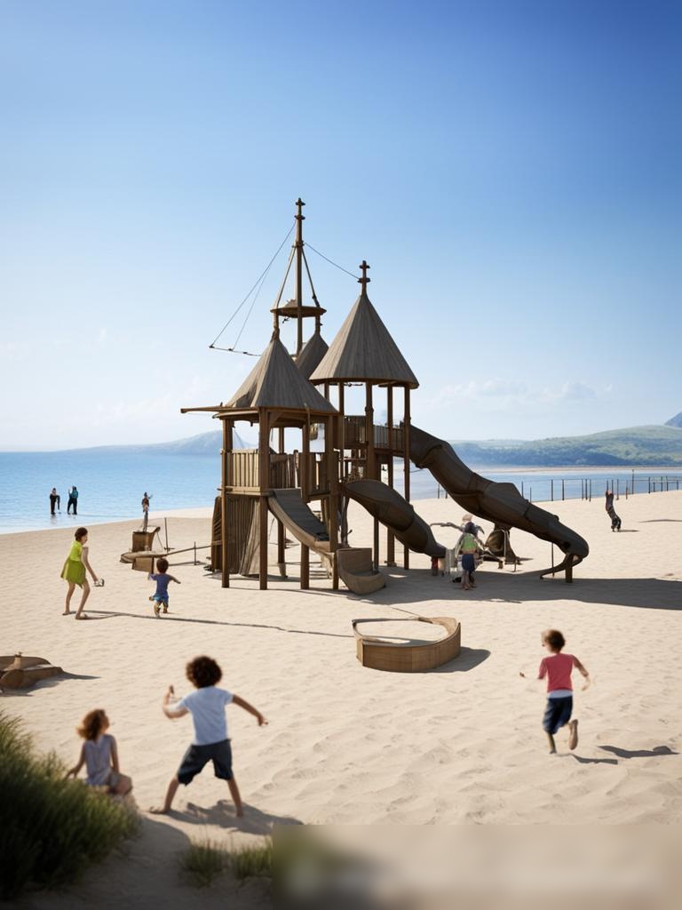 Спокойная детская игровая площадка на пляже - Пример 5