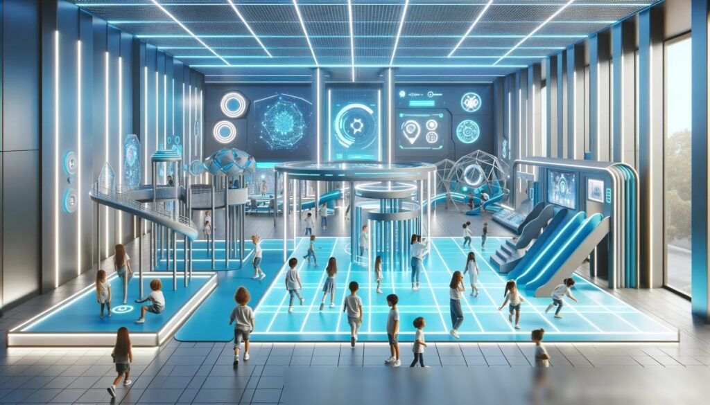 Футуристическая детская игровая площадка с интерактивными установками - Пример 2