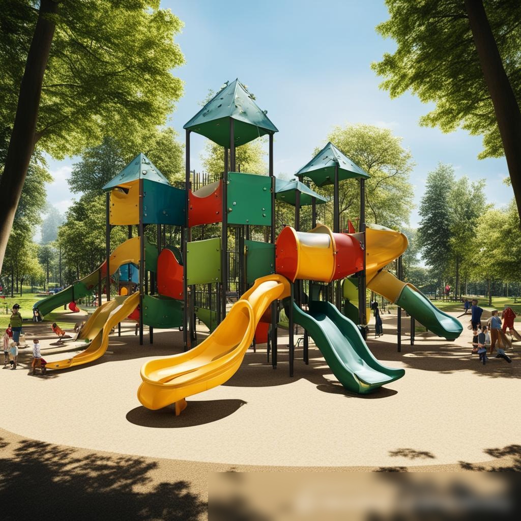 Современная детская площадка в солнечном парке - Пример 3