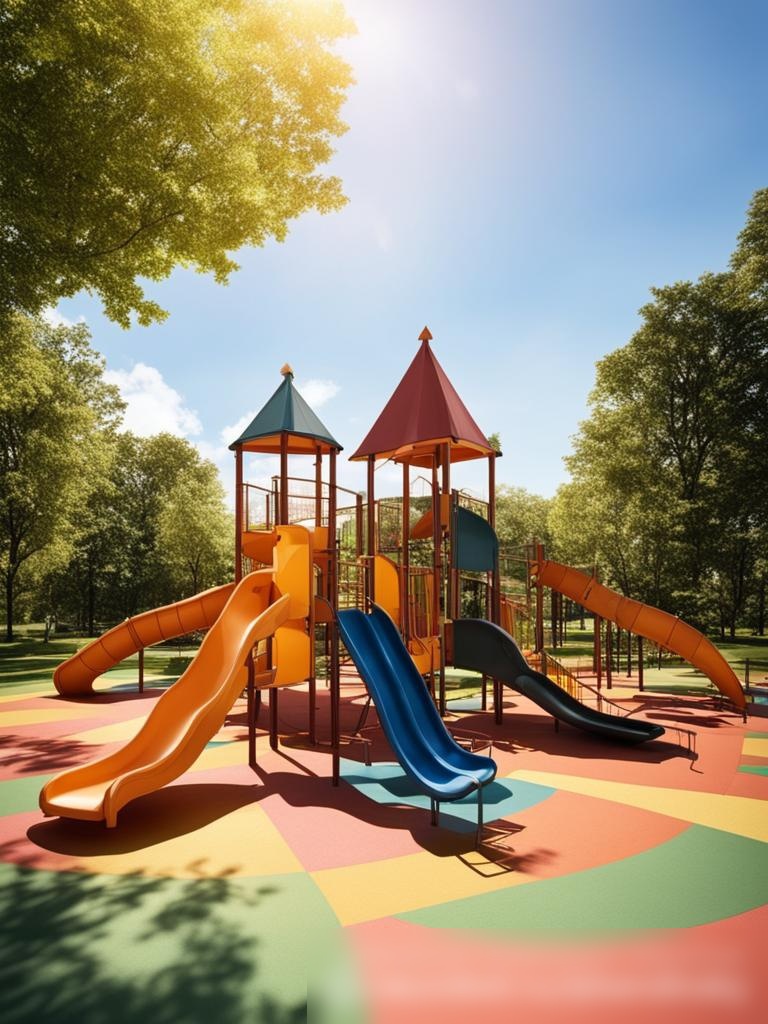 Современная детская площадка в солнечном парке - Пример 5