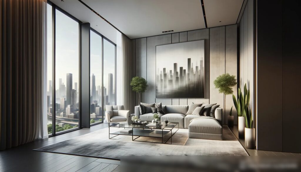 Современная и просторная гостиная в роскошной квартире - Пример 2