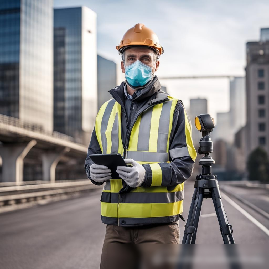 Геодезист на поле работы в городской среде - Пример 3