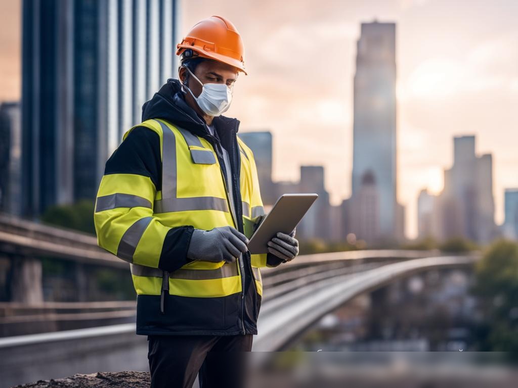 Геодезист на поле работы в городской среде - Пример 4