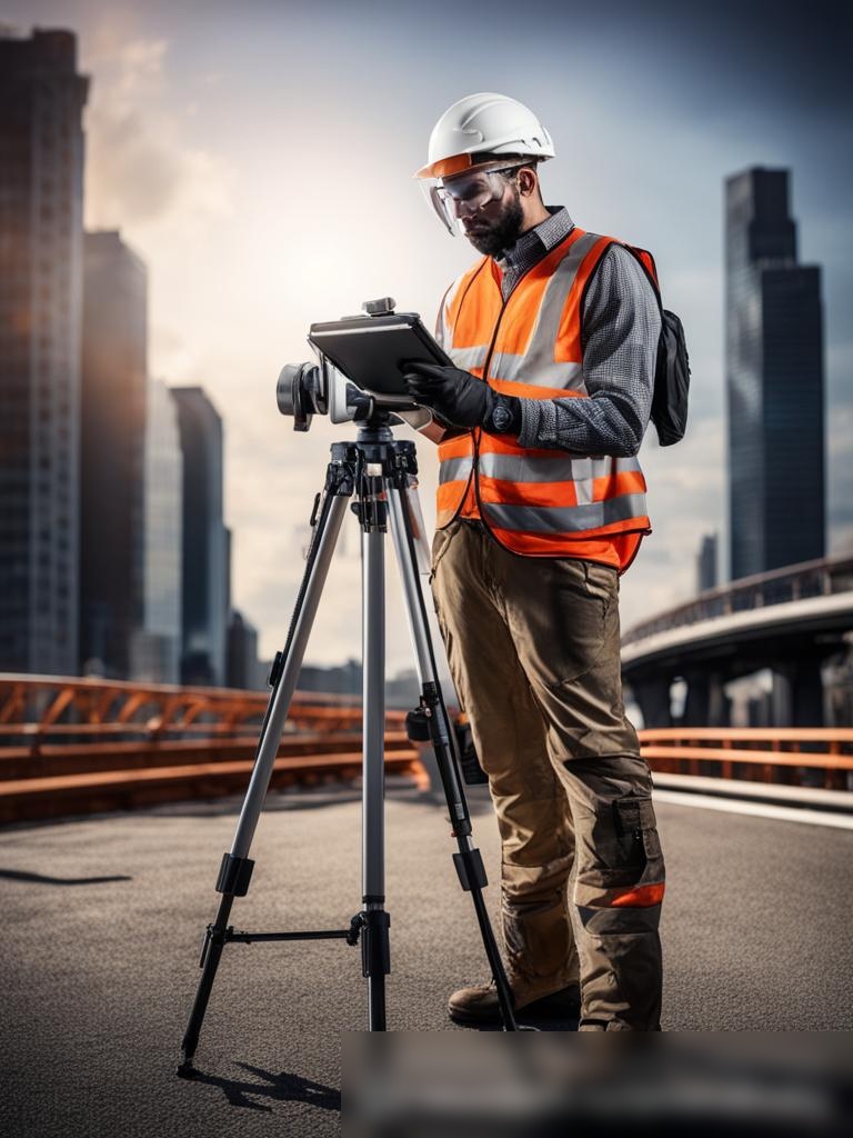 Геодезист на поле работы в городской среде - Пример 5