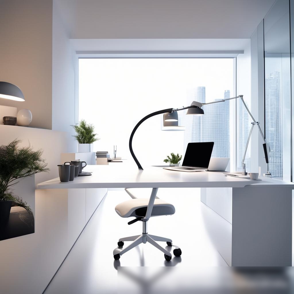 Современное офисное пространство с белым столом и эргономичным креслом - Пример 3