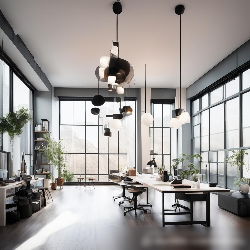 Интерьер современной и стильной дизайн-студии с инновационными светильниками - Пример 3