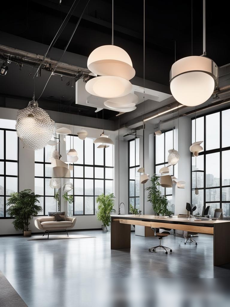 Интерьер современной и стильной дизайн-студии с инновационными светильниками - Пример 5