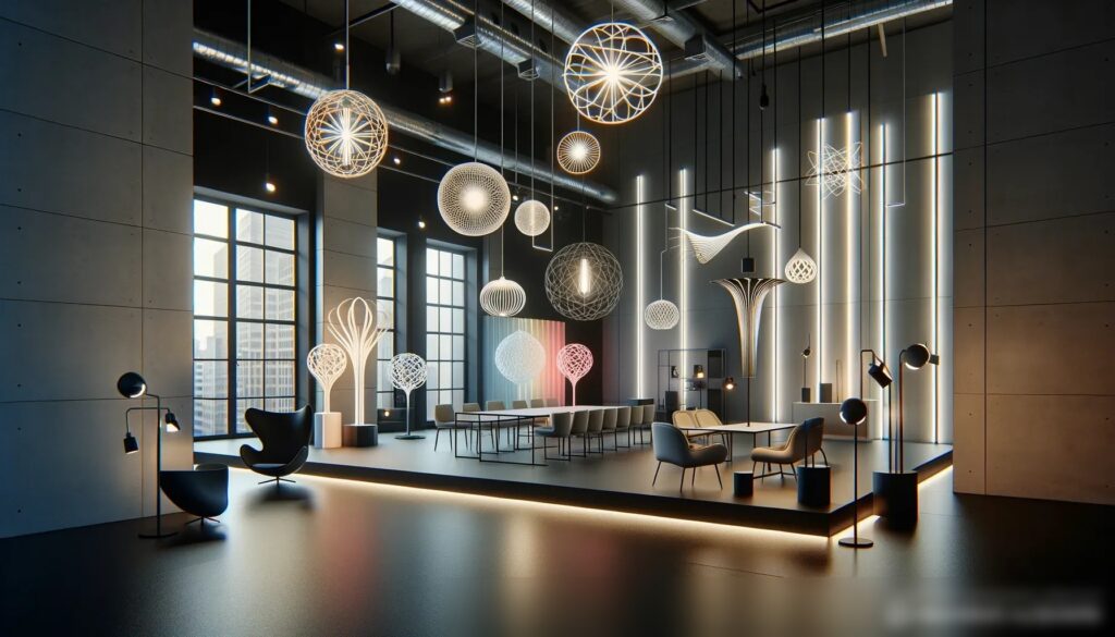 Интерьер современной и стильной дизайн-студии с инновационными светильниками - Пример 1