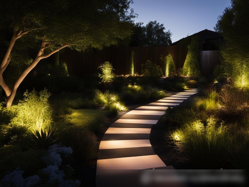 Изысканная вечерняя уличная обстановка, демонстрирующая дизайн ландшафтного освещения - Пример 4