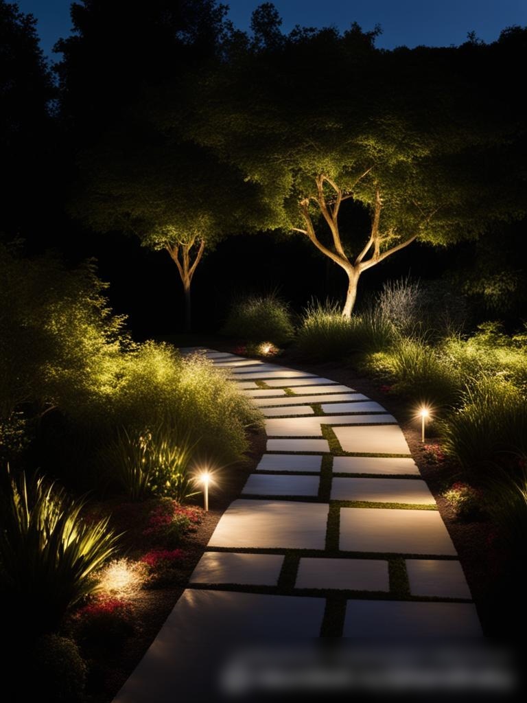 Изысканная вечерняя уличная обстановка, демонстрирующая дизайн ландшафтного освещения - Пример 5