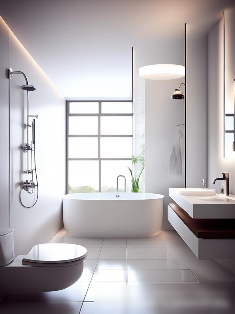 Современная ванная комната с белыми фарфоровыми предметами: Скачать изображение - Пример 5