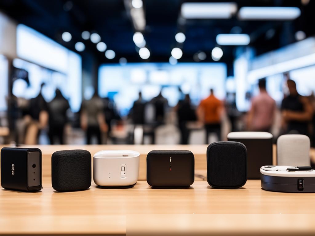 Крупным планом разнообразные электронные гаджеты и аксессуары на деревянном столе - Пример 4