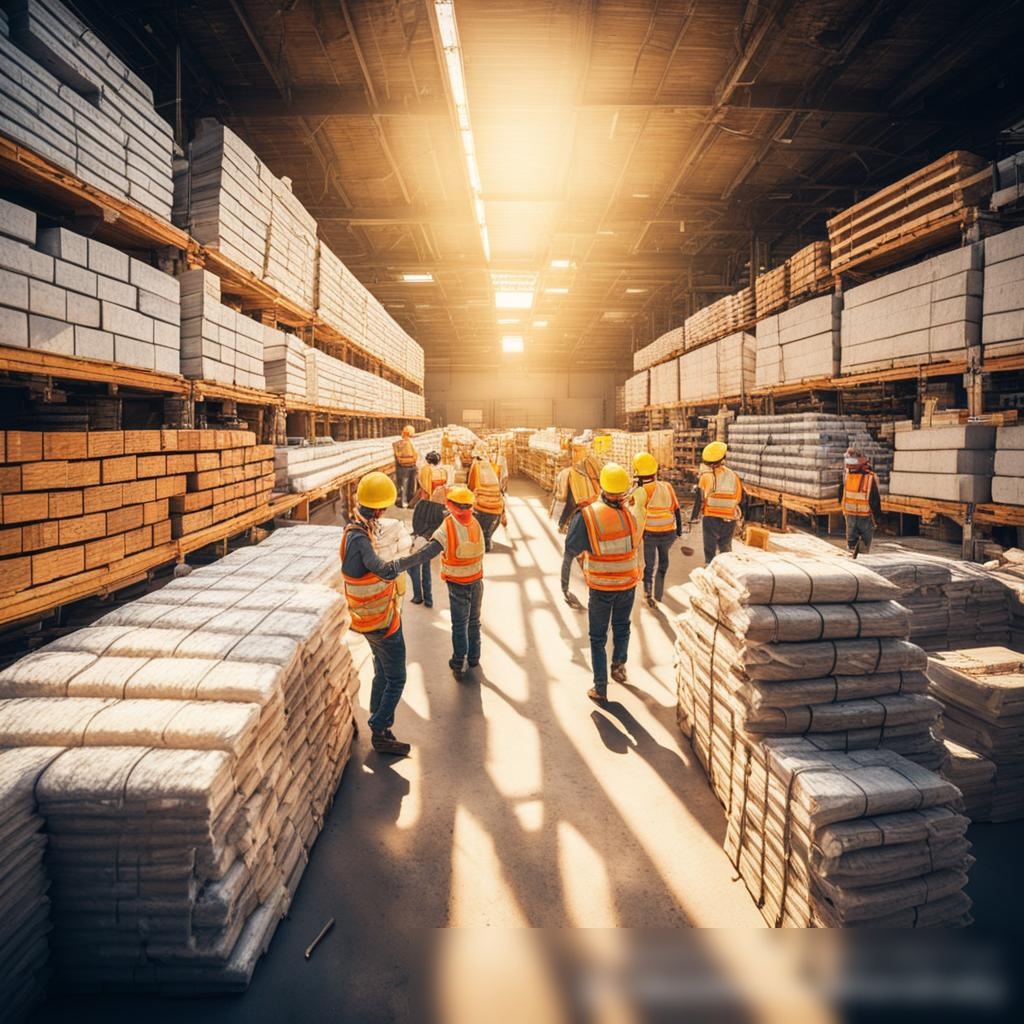 Широкоугольный вид на оживлённый строительный гипермаркет ранним утром - Пример 3