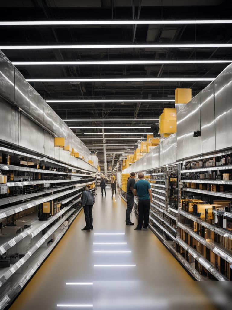 Внутренний вид строительного гипермаркета с акцентом на секцию освещения и электрики - Пример 5