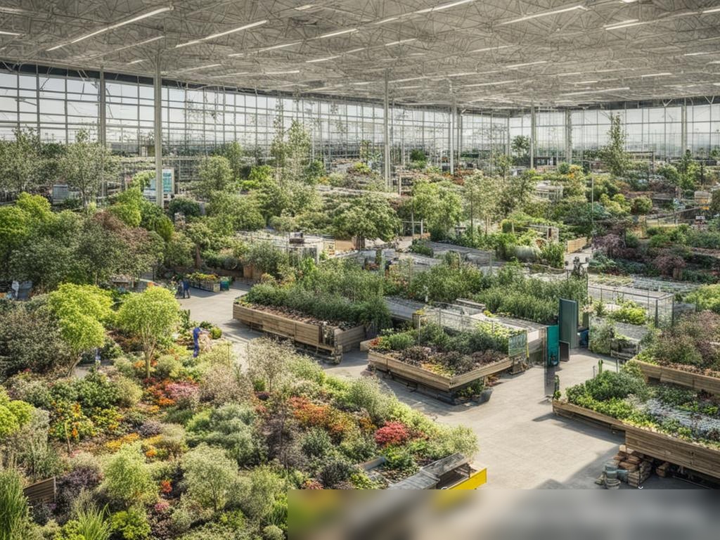 Секция садоводства и ландшафтного дизайна в строительном гипермаркете в солнечный день - Пример 4