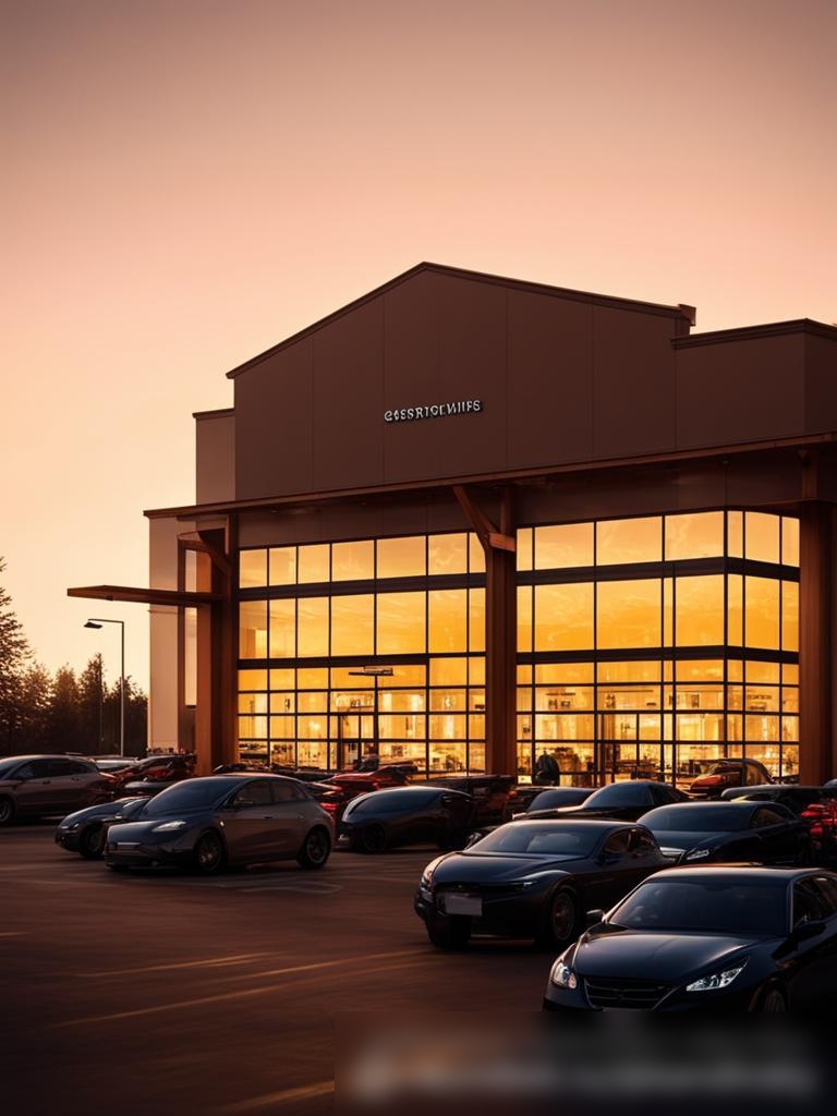 Экстерьер большого строительного магазина в сумерках - Пример 5