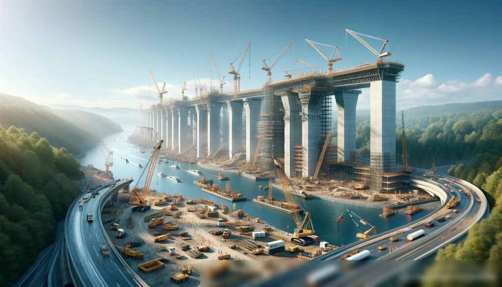 Изображение строительства современного моста - Пример 2