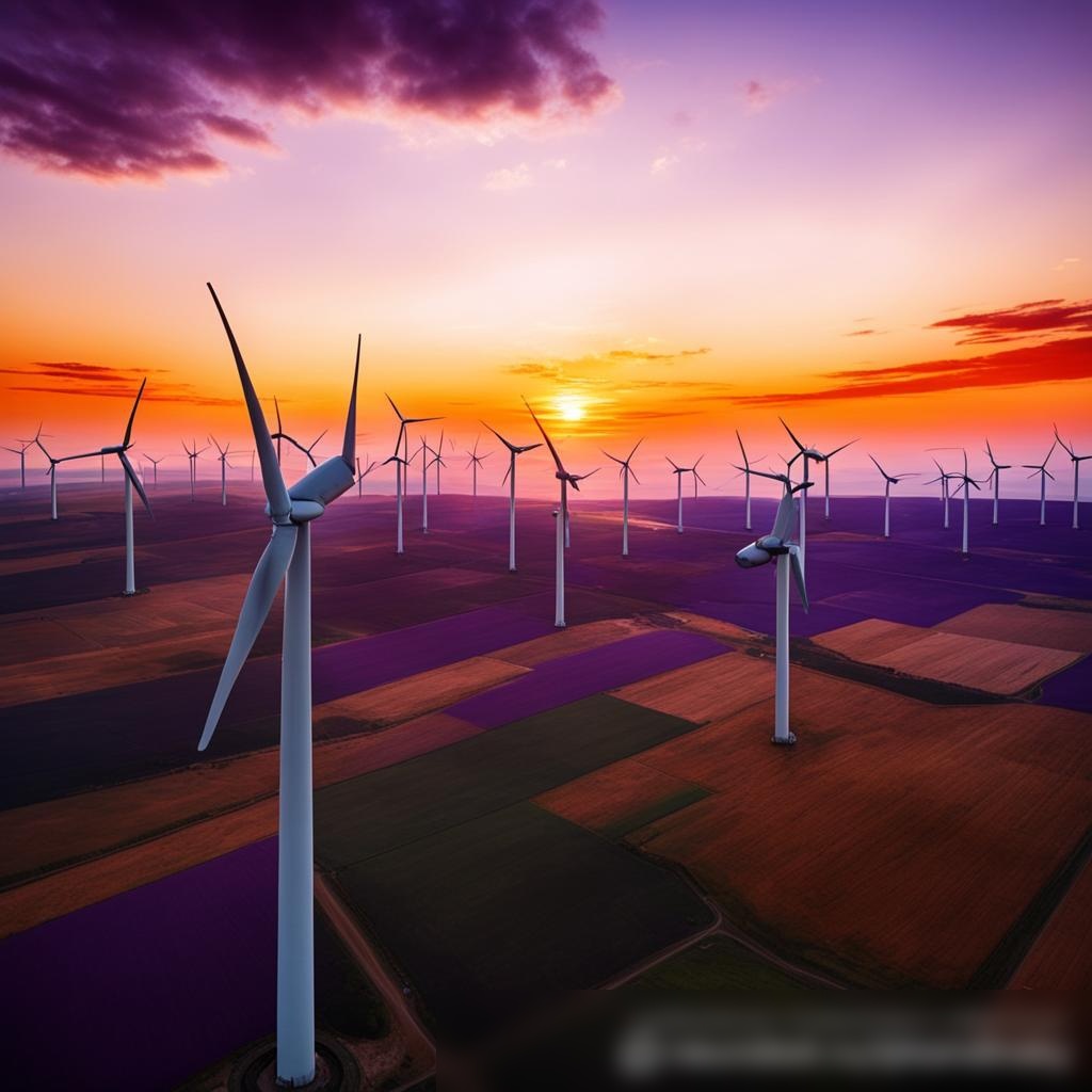 Изображение ветряной фермы на закате - Пример 3