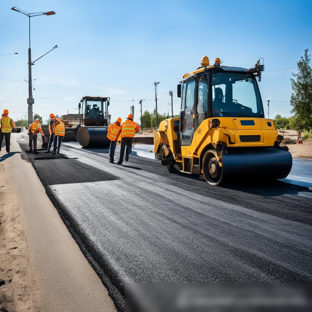 Сцена строительства асфальта на городской дороге в России - Пример 3