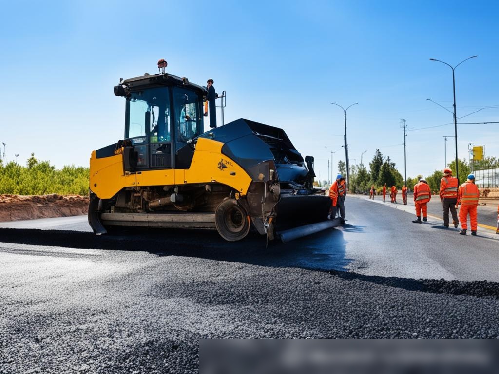 Сцена строительства асфальта на городской дороге в России - Пример 4