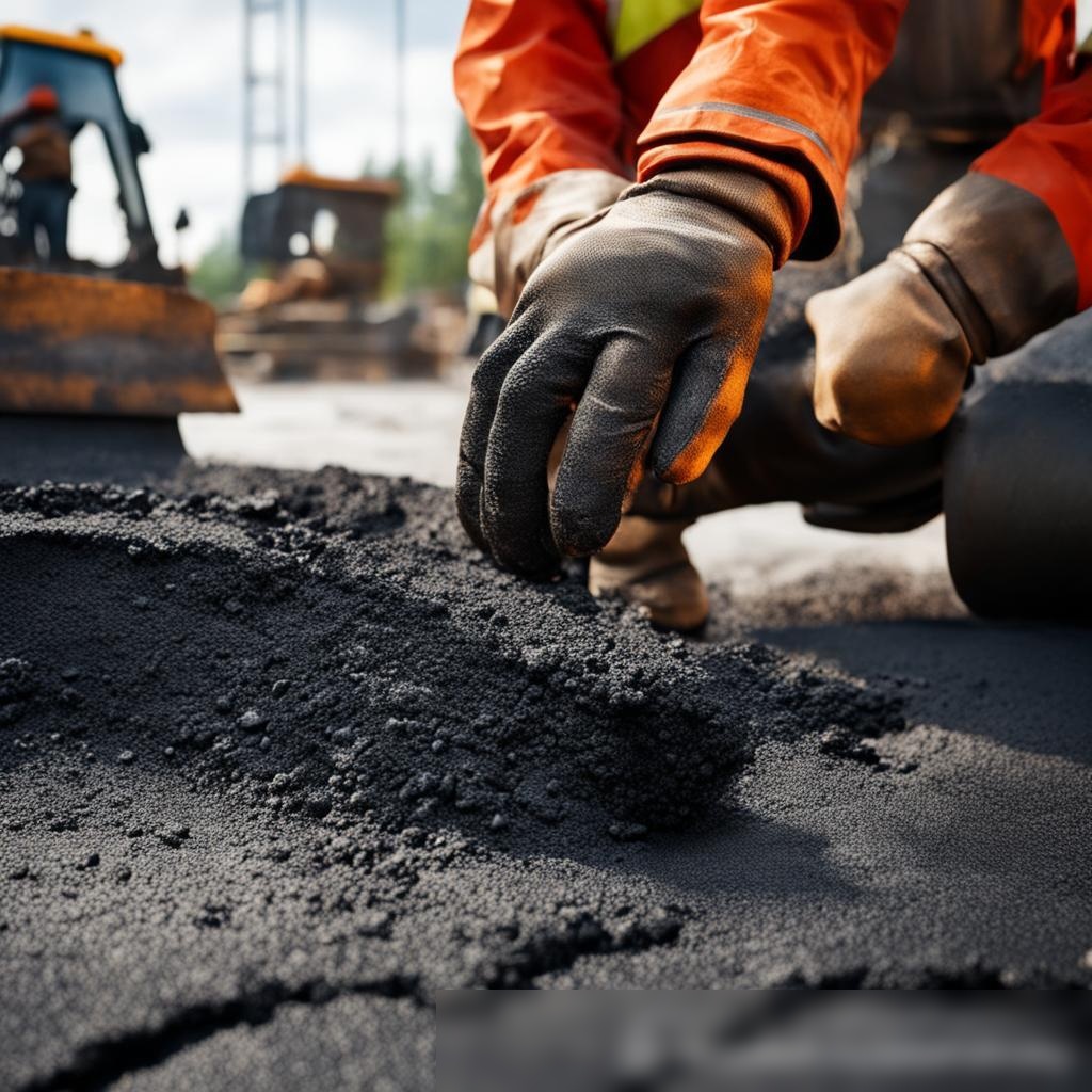 Крупный план на детали укладки асфальта в России - Пример 3