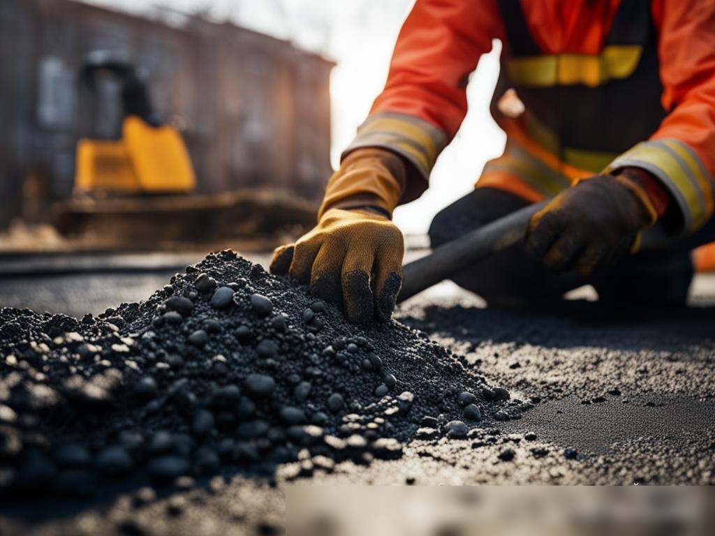 Крупный план на детали укладки асфальта в России - Пример 4