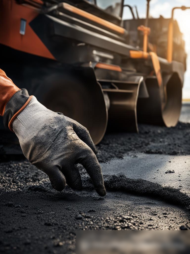 Крупный план на детали укладки асфальта в России - Пример 5