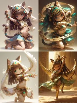 Colorful Cat Deity Dancers - Пример 3