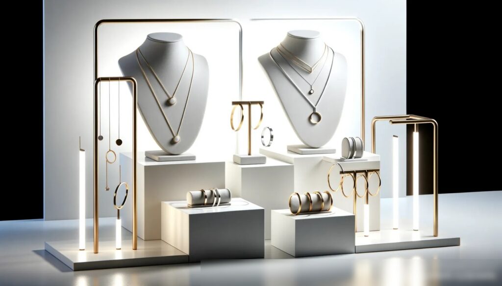 Современная минималистичная витрина с ювелирными украшениями - Пример 2